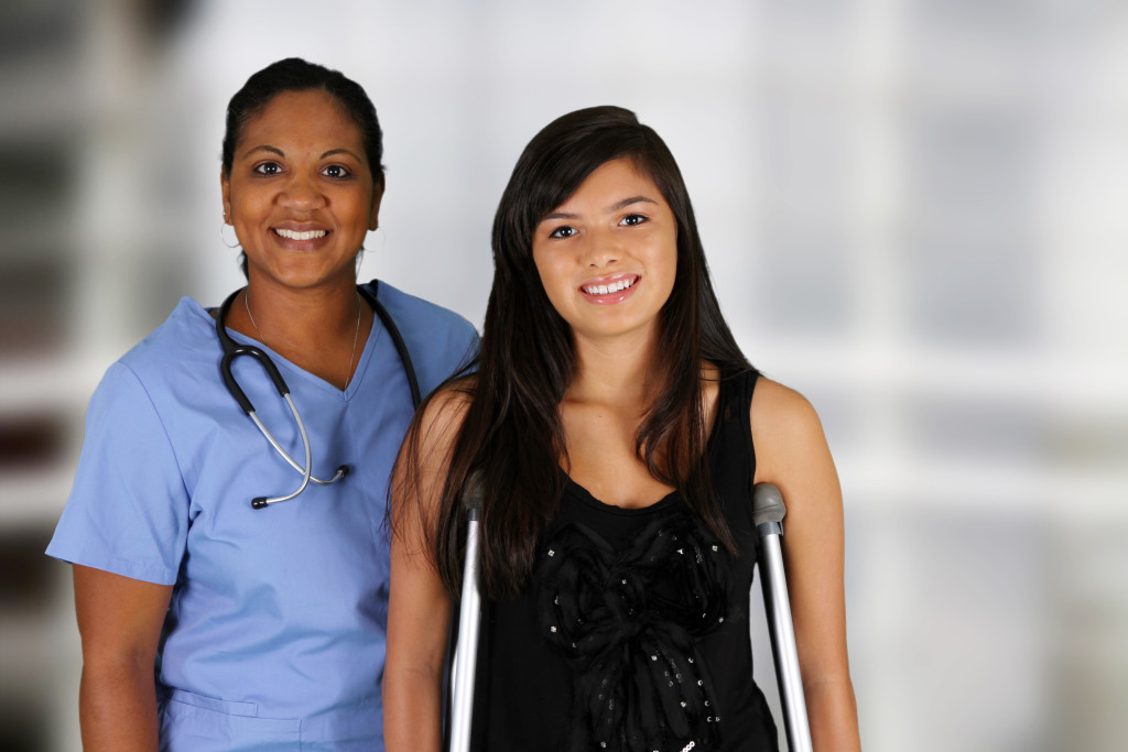 Nurse with a patient in the hospital